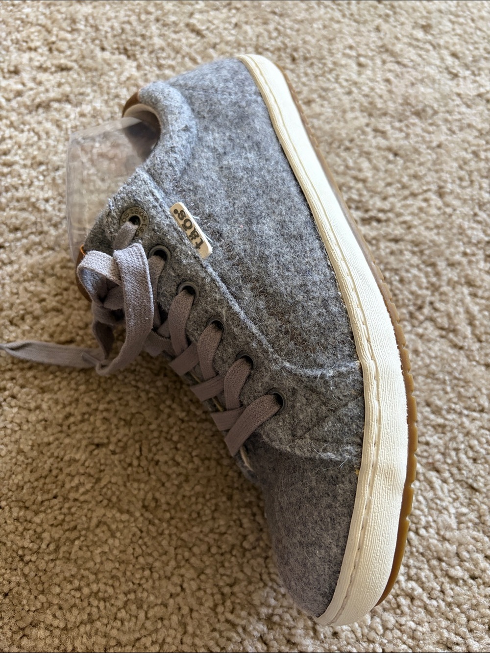 Lace-up Taos Starburst Charcoal Gray Wool Sneakers with Leather Trim Size 8 - Picture 7 of 16